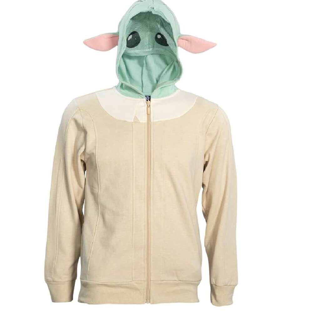 Grogu Mandalorian Star Wars Disney Cosplay Zip Up Sweatshirt Hoodie Kids XS & XL